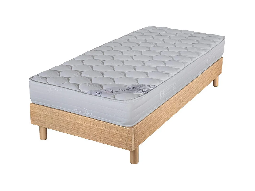 Matelas et sommier 90x190 Mousse - Decokit - Soutien medium - Sommier en kit - Chêne