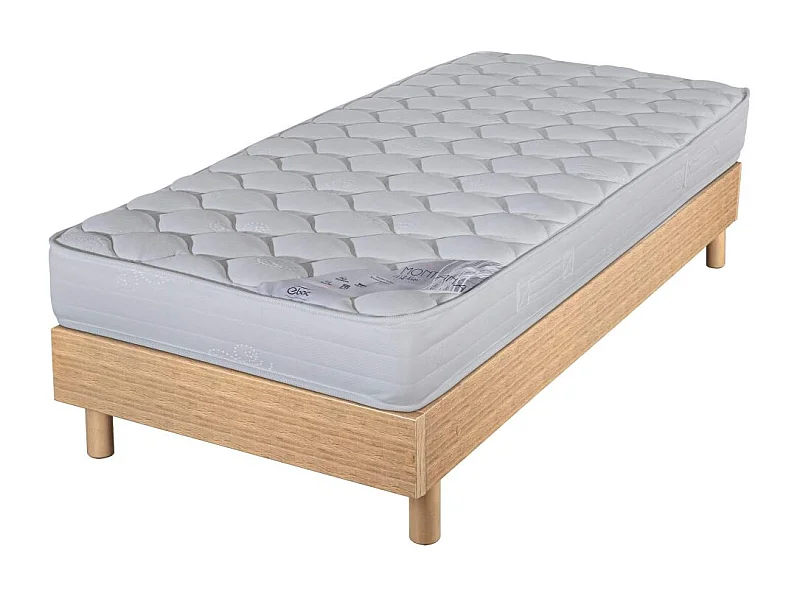 Matelas et sommier 90x190 Mousse - Decokit - Soutien medium - Sommier en kit - Chêne