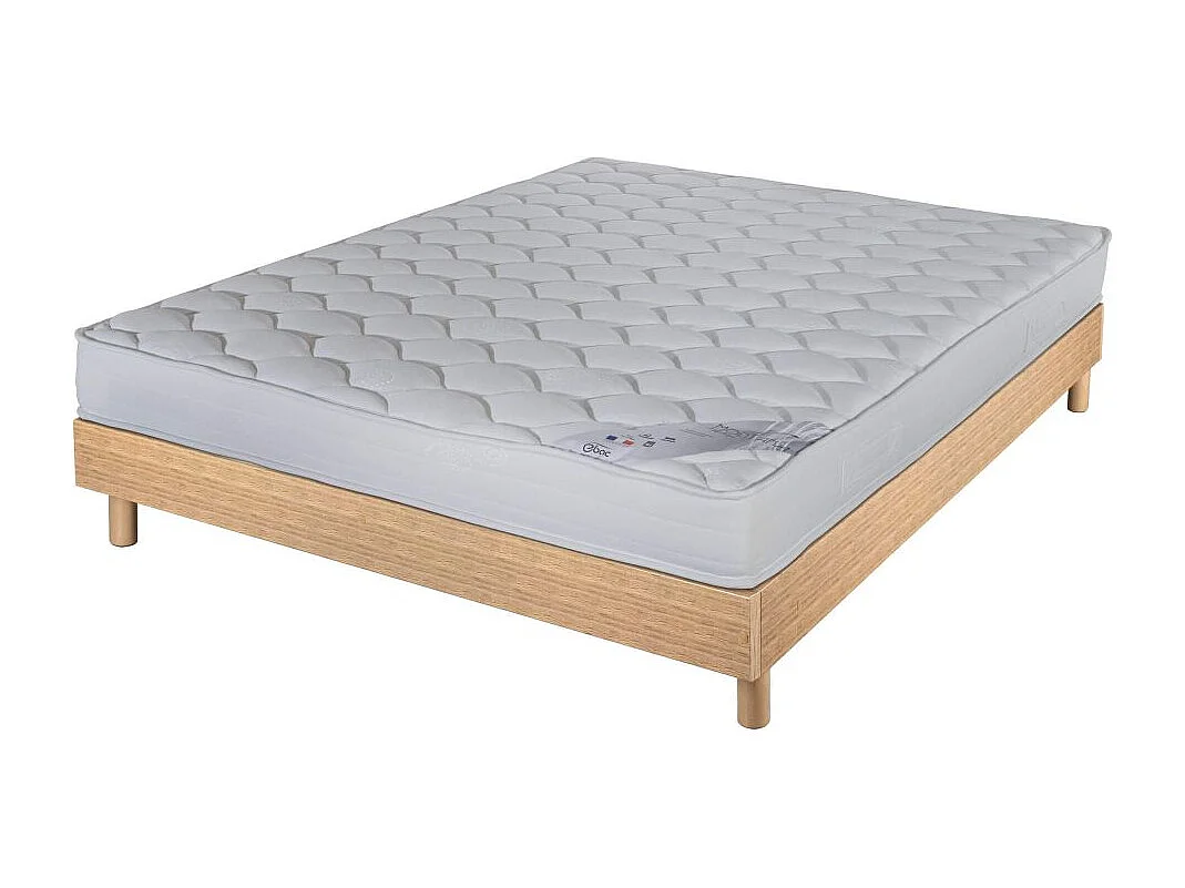 Matelas et sommier 160x200 Mousse - Decokit - Soutien medium - Sommier en kit - Chêne