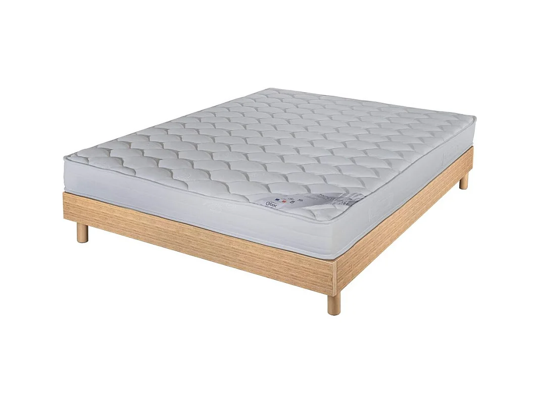 Matelas et sommier 160x200 Mousse - Decokit - Soutien medium - Sommier en kit - Chêne
