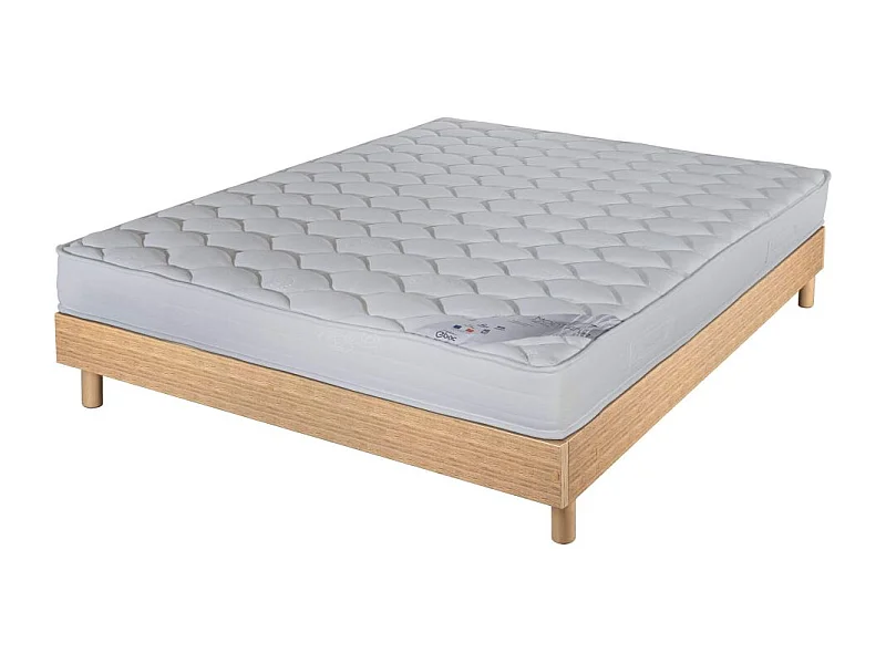 Matelas et sommier 160x200 Mousse - Decokit - Soutien medium - Sommier en kit - Chêne