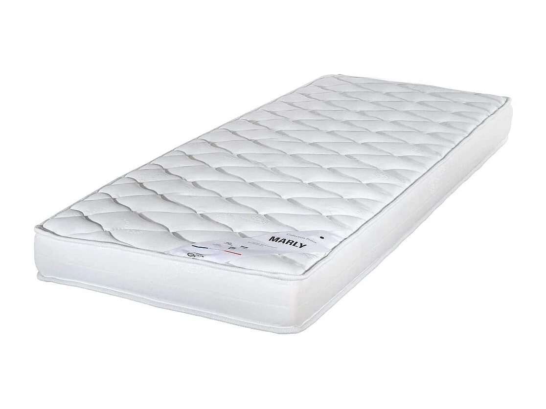 Matelas et sommier 90x190 Mousse - Marly - Soutien ferme - Sommier en kit - Chêne