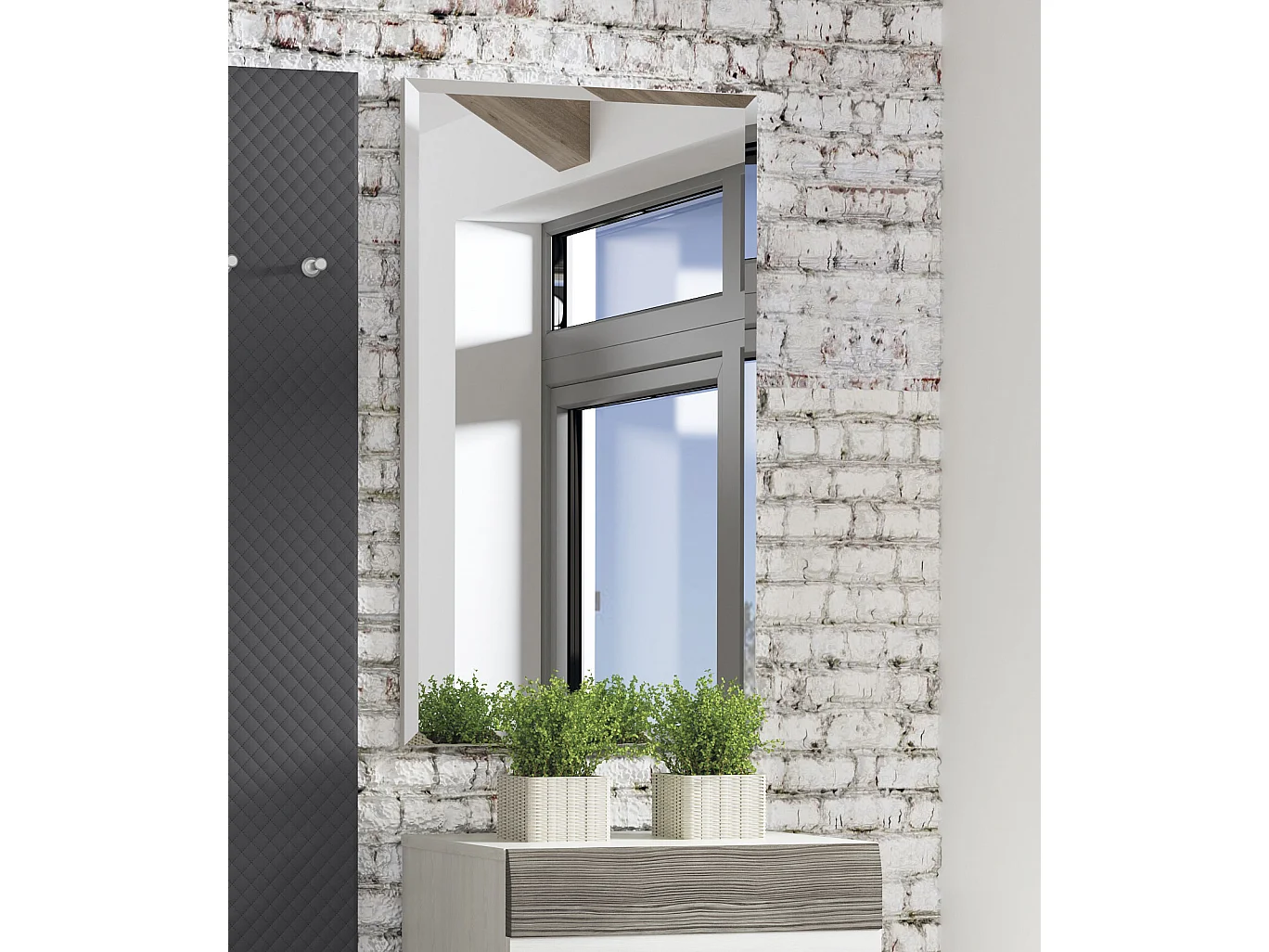 SPIEGEL Blanco Pinie weiß / grau 55 / 2 / 94cm