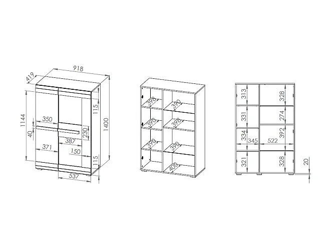 HIGHBOARD Blanco Pinie weiß / grau 92 / 42 / 140cm