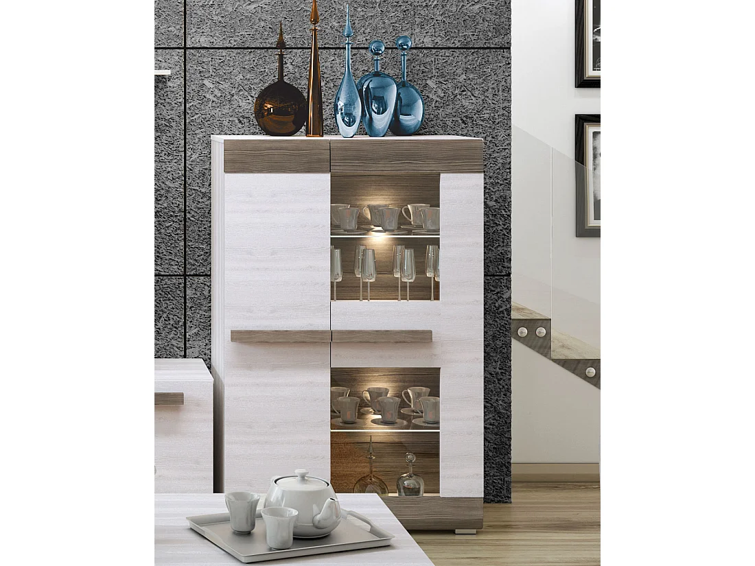 HIGHBOARD Blanco Pinie weiß / grau 92 / 42 / 140cm