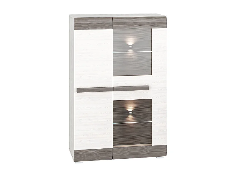 HIGHBOARD Blanco Pinie weiß / grau 92 / 42 / 140cm