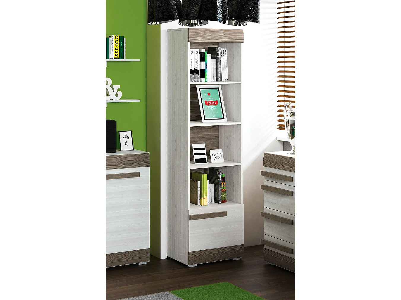 REGAL Blanco Pinie weiß / grau 55 / 42 / 202cm