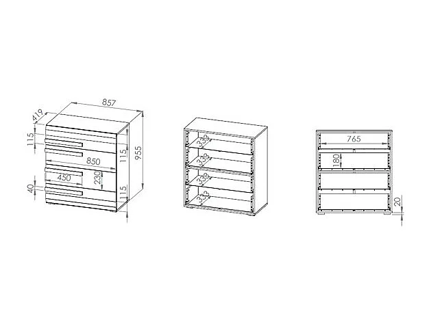 KOMMODE Blanco Pinie weiß / grau 86 / 42 / 96cm