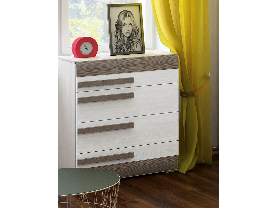 KOMMODE Blanco Pinie weiß / grau 86 / 42 / 96cm