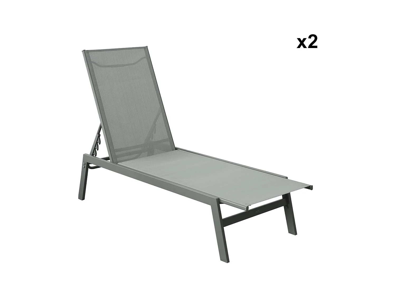 Set 2 sdraio in acciaio multi posizioni, verde kaki