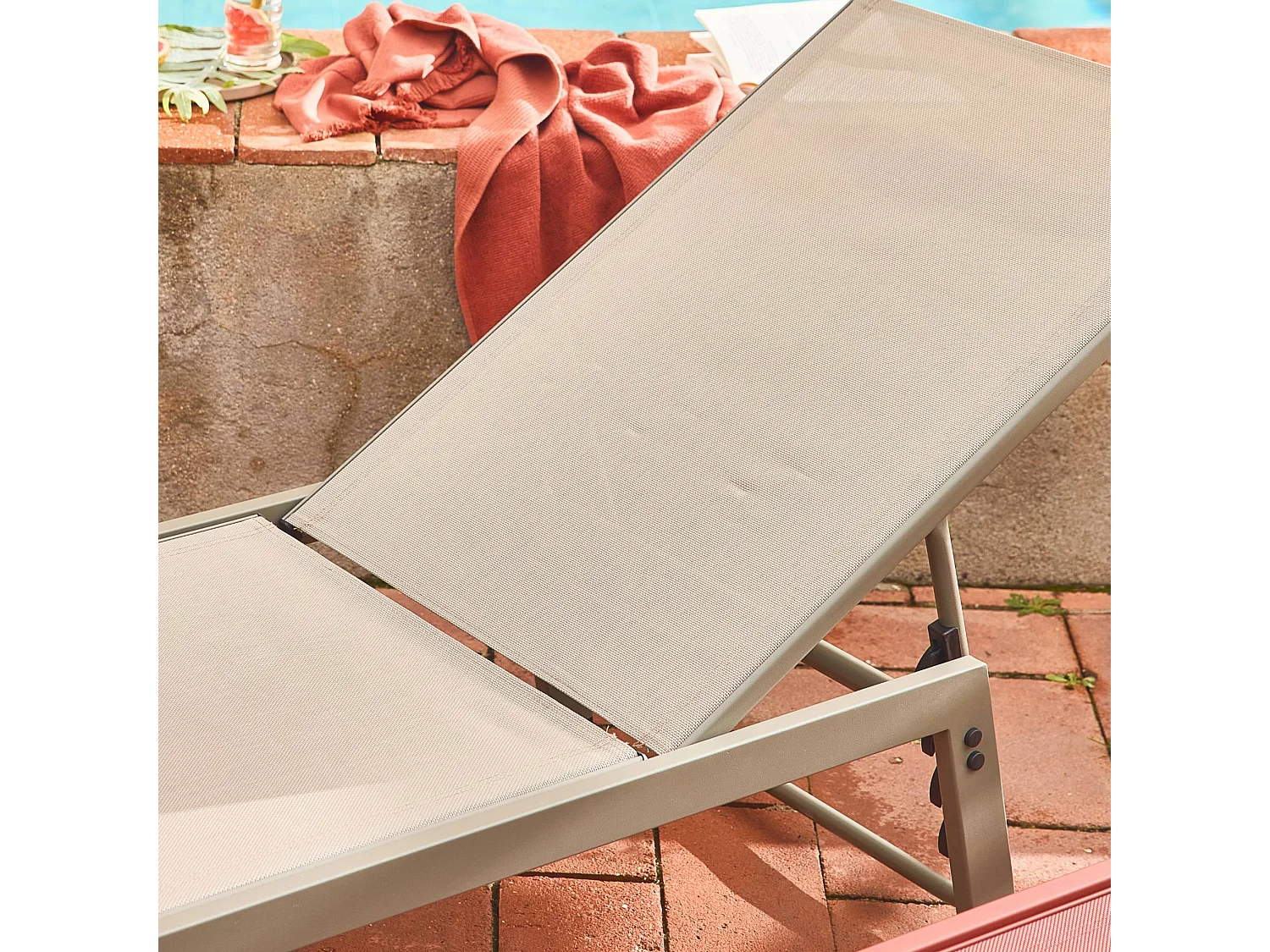 Tumbona de acero multi posiciones, set de 2 verde kaki