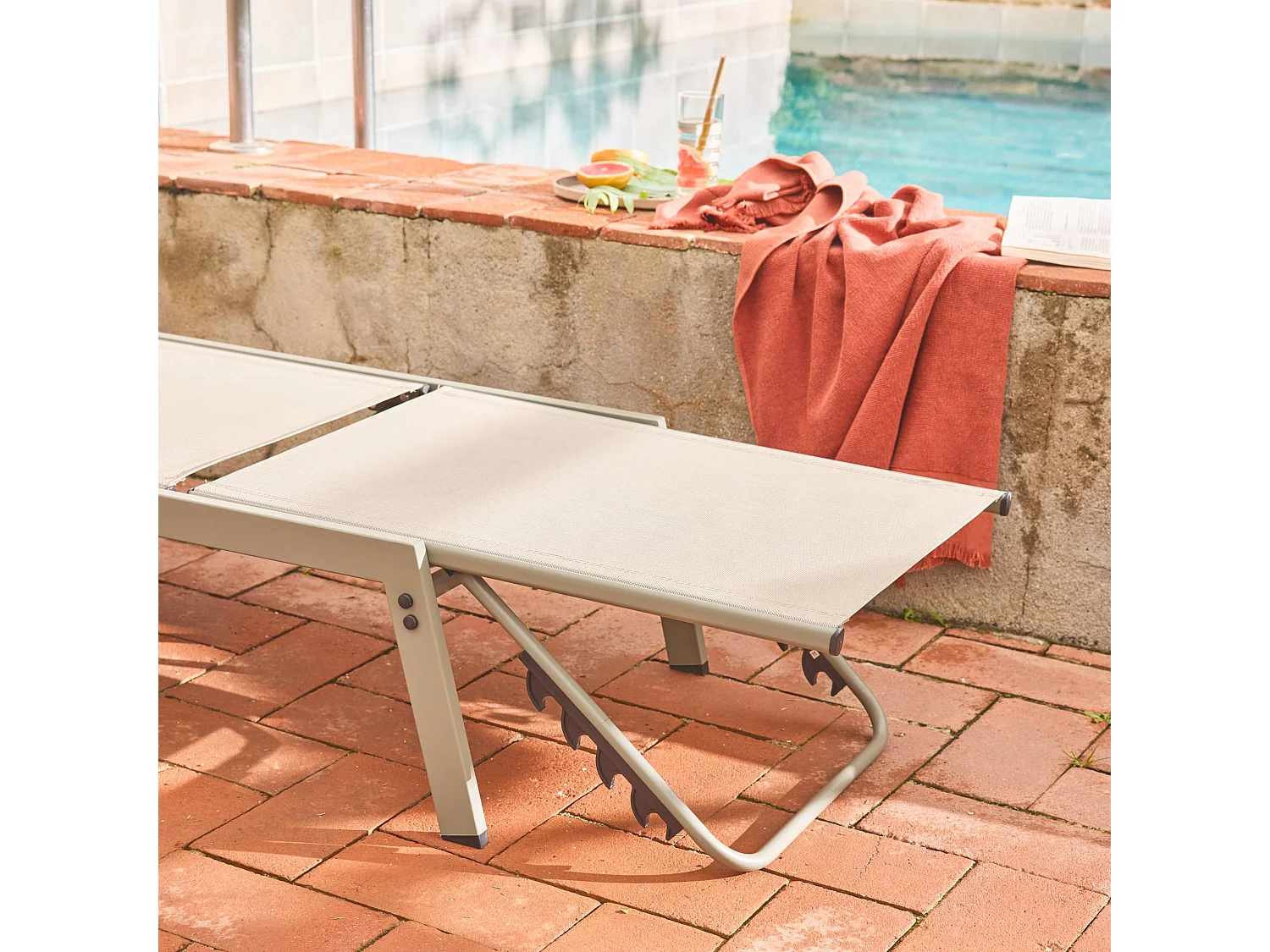 Tumbona de acero multi posiciones, set de 2 verde kaki