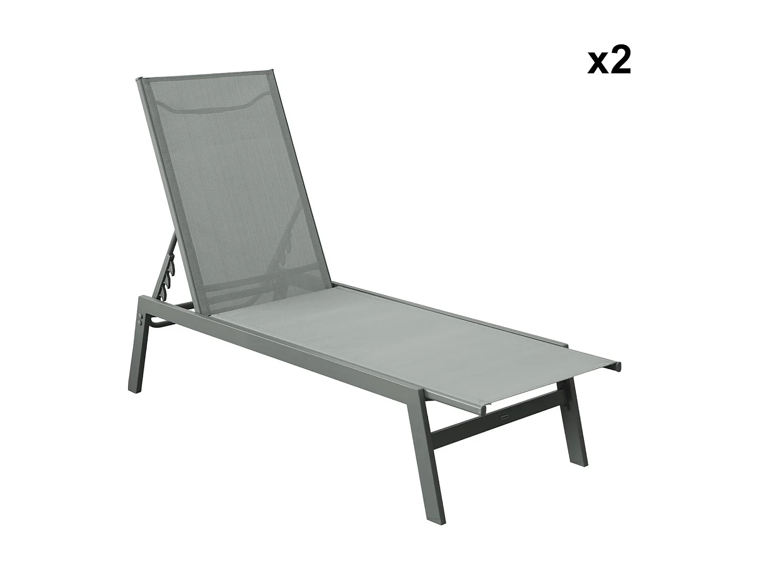 Tumbona de acero multi posiciones, set de 2 verde kaki