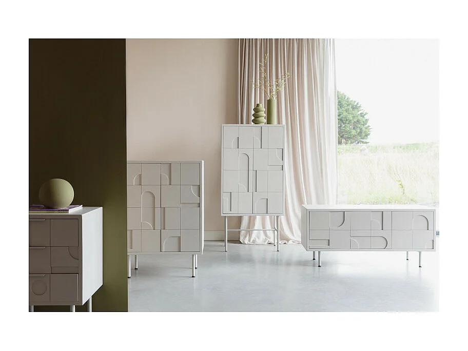 Buffet motif géométrique 120 cm beige Funk