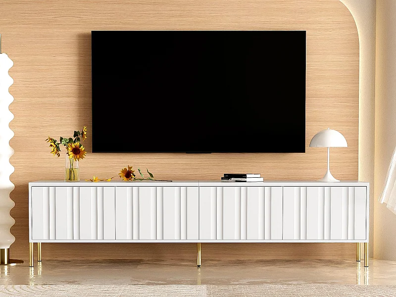 Meble TV L 190cm - 4 drzwi i 8 półek - styl nowoczesny - Biały