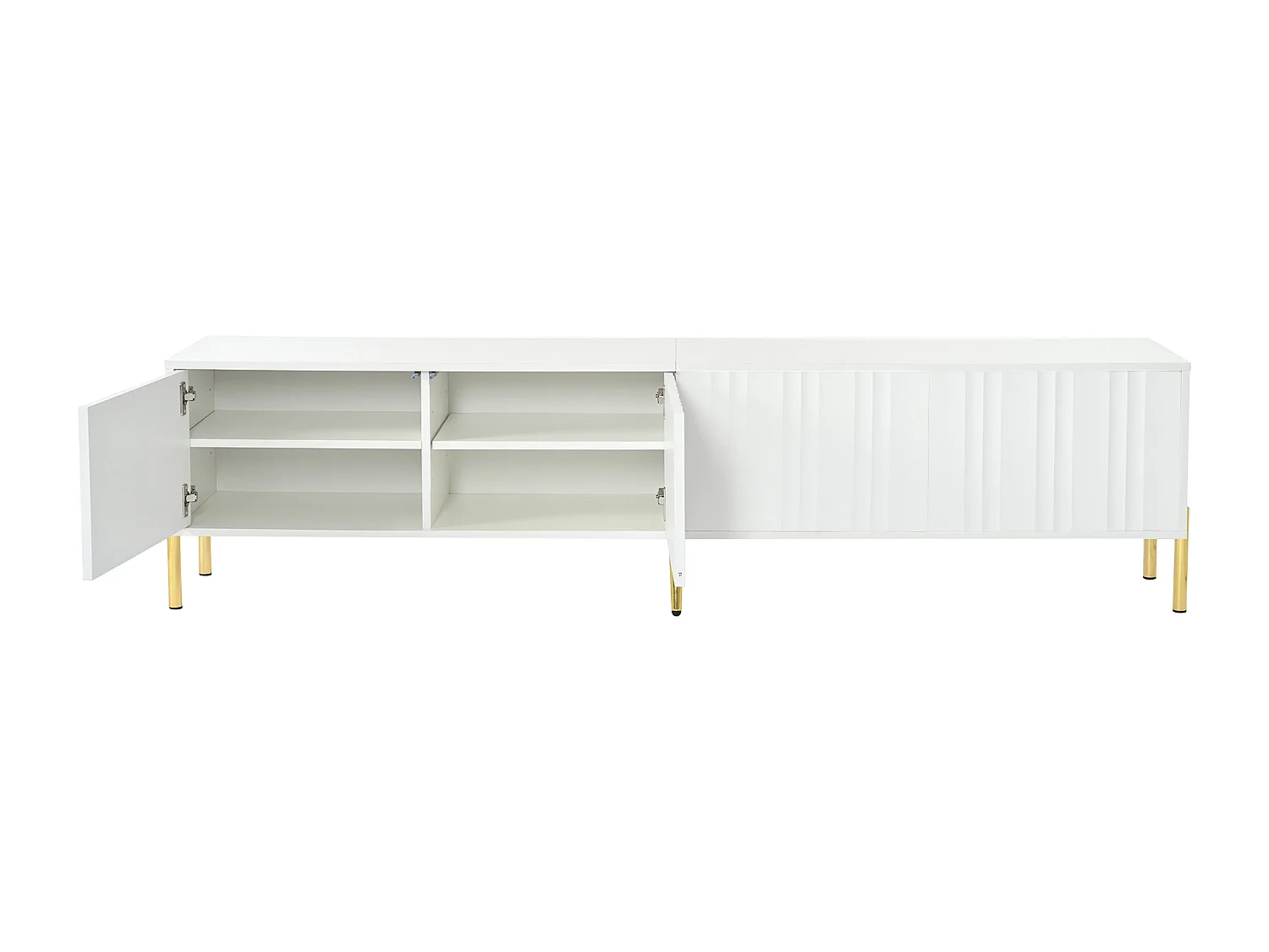 Mobile TV L 190 cm - 4 ante e 8 ripiani - stile moderno - Bianco