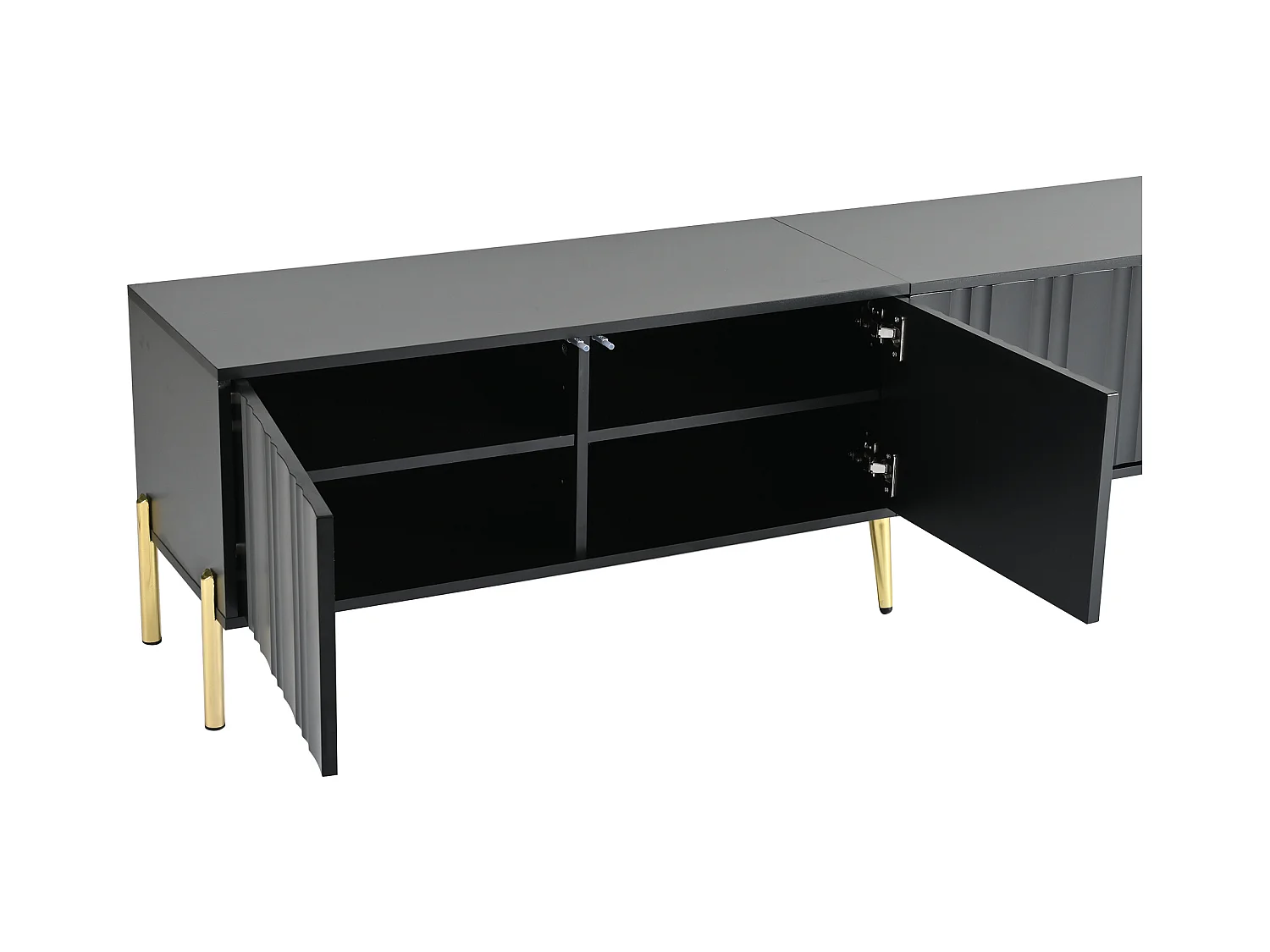 Meble TV L 190 cm - 4 drzwi i 8 półek - styl nowoczesny - Czarny