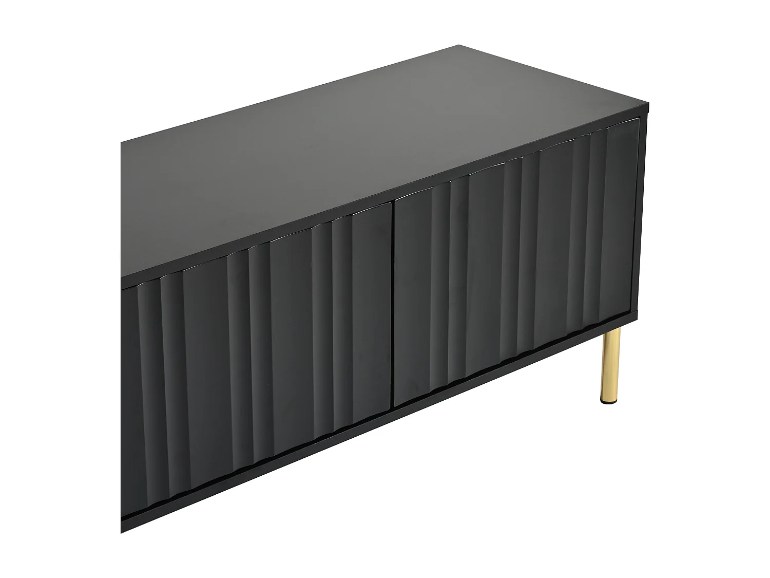 Meuble TV L 190cm - 4 portes et 8 étagères - style moderne - Noir