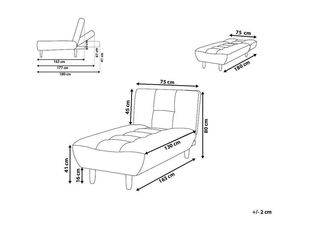 Chaise longue ALSTEN Tissu Noir