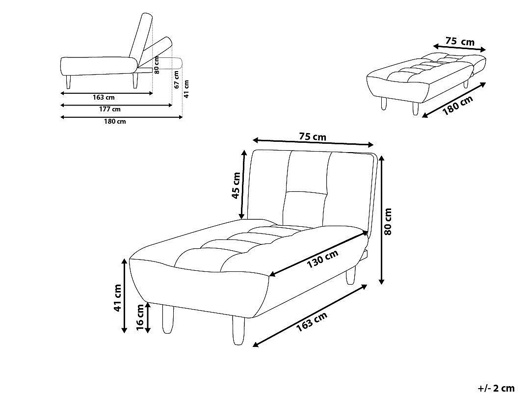 Chaise longue ALSTEN Stof Zwart