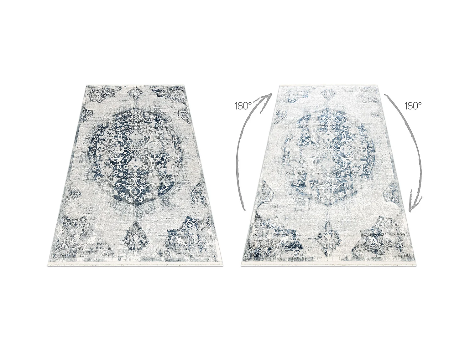 Tapis moderne DISTIN 0820A bleu marine / bleu / blanc - Ornement, vint 160x230 cm