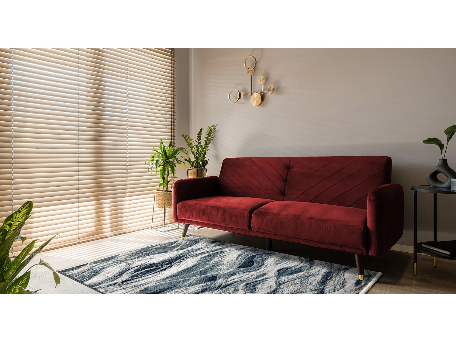 Tapis moderne DISTIN 0849A bleu marine / bleu / blanc - Vagues, vintag 180x270 cm