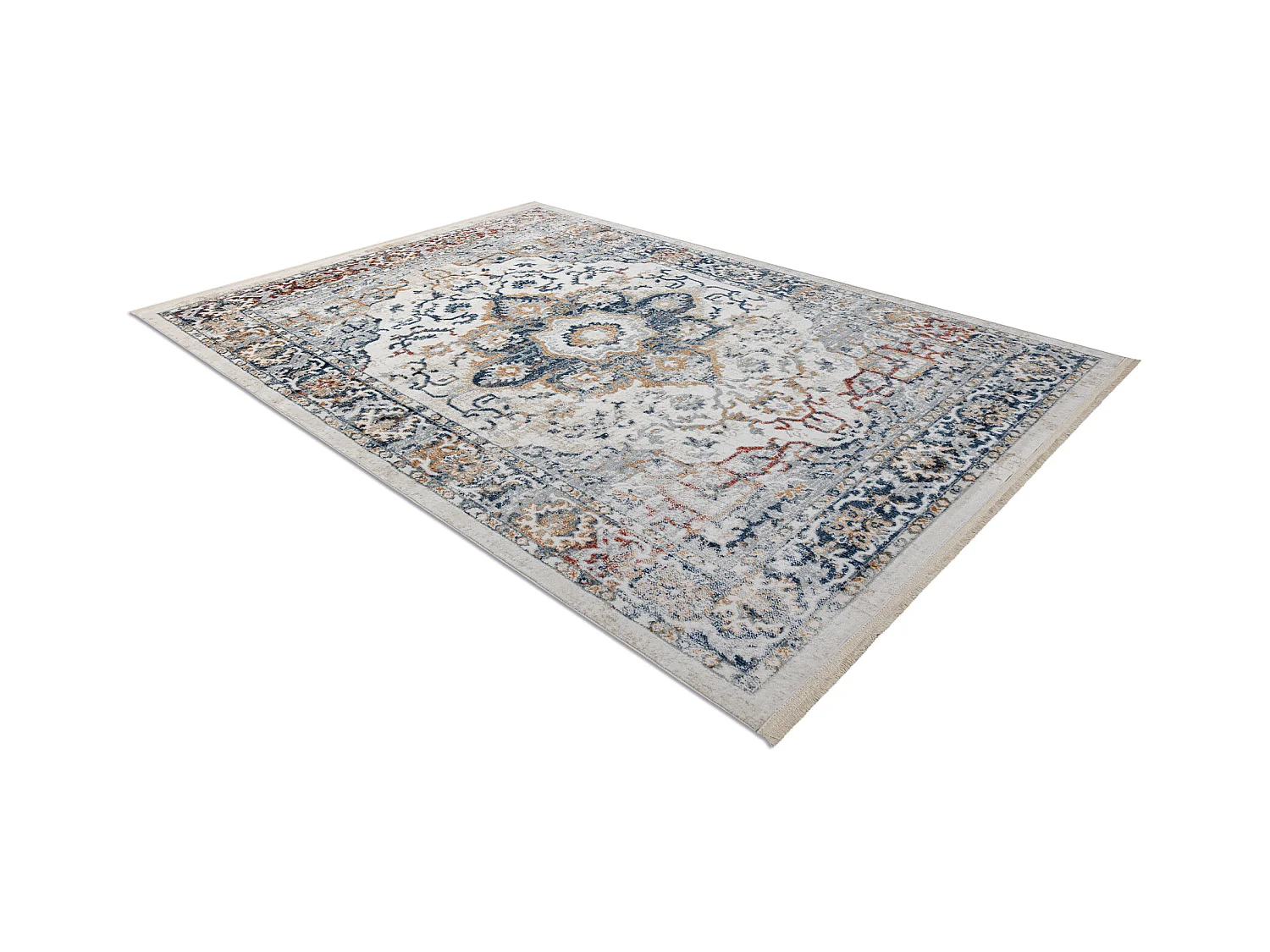 Tapis moderne DISTIN 0834A bleu marine / bleu / jaune / terre cuite -  140x190 cm