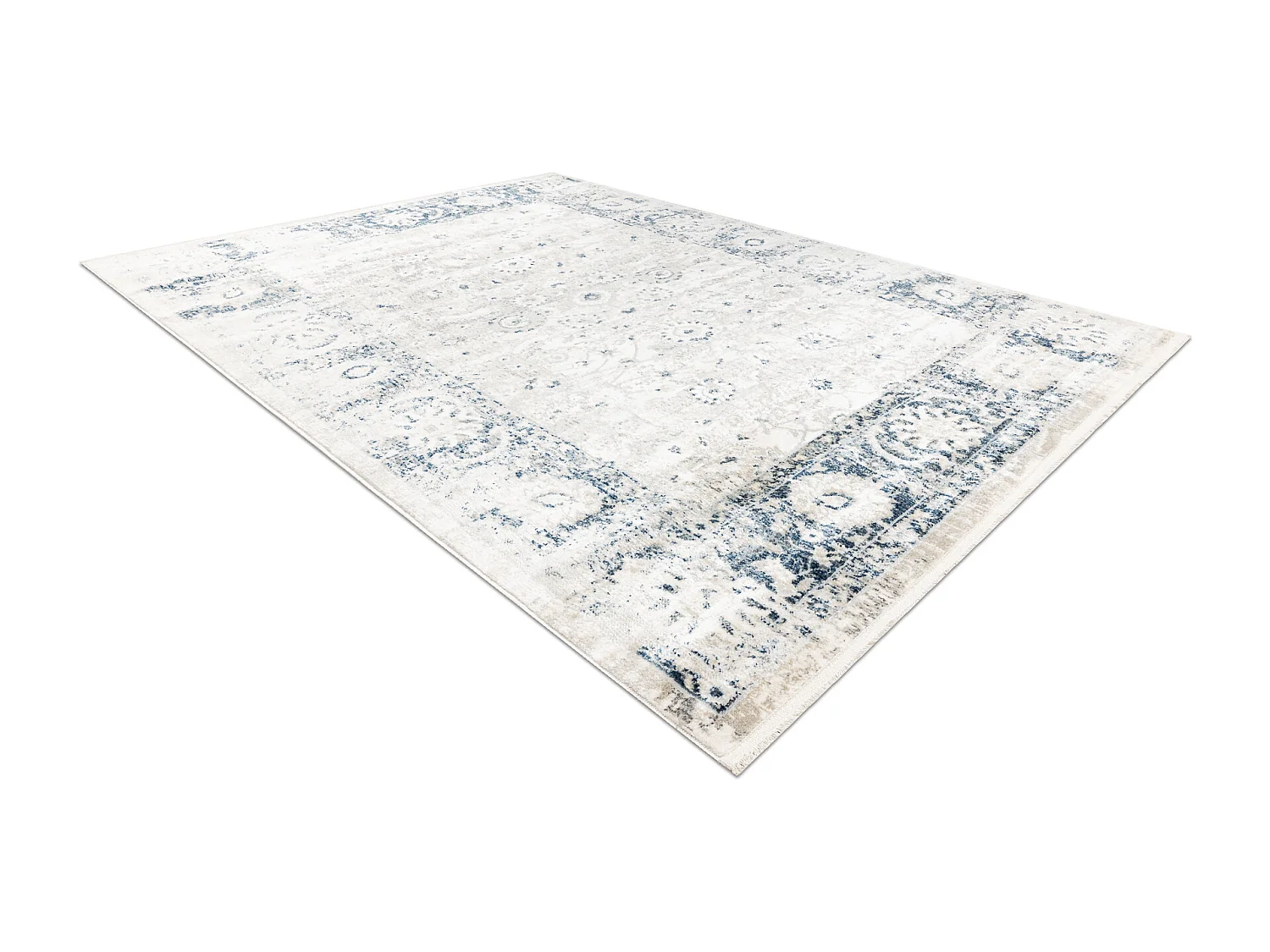 DISTIN 0843A branco / azul marinho / azul tapete moderno - Ornamento,  160x230 cm