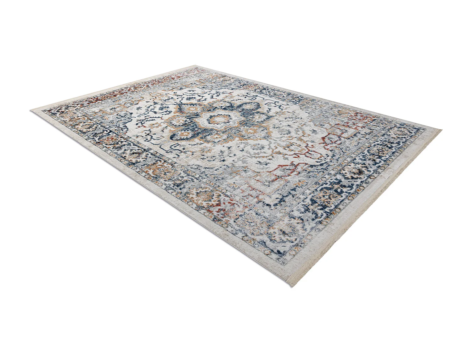 Tapis moderne DISTIN 0834A bleu marine / bleu / jaune / terre cuite -  160x230 cm