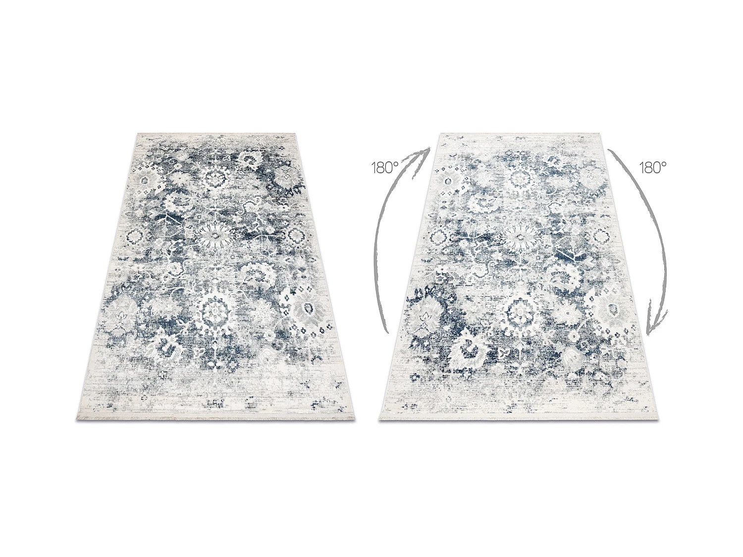 Tapis moderne DISTIN 0822A bleu marine / bleu / blanc - Rosace, vintag 80x150 cm