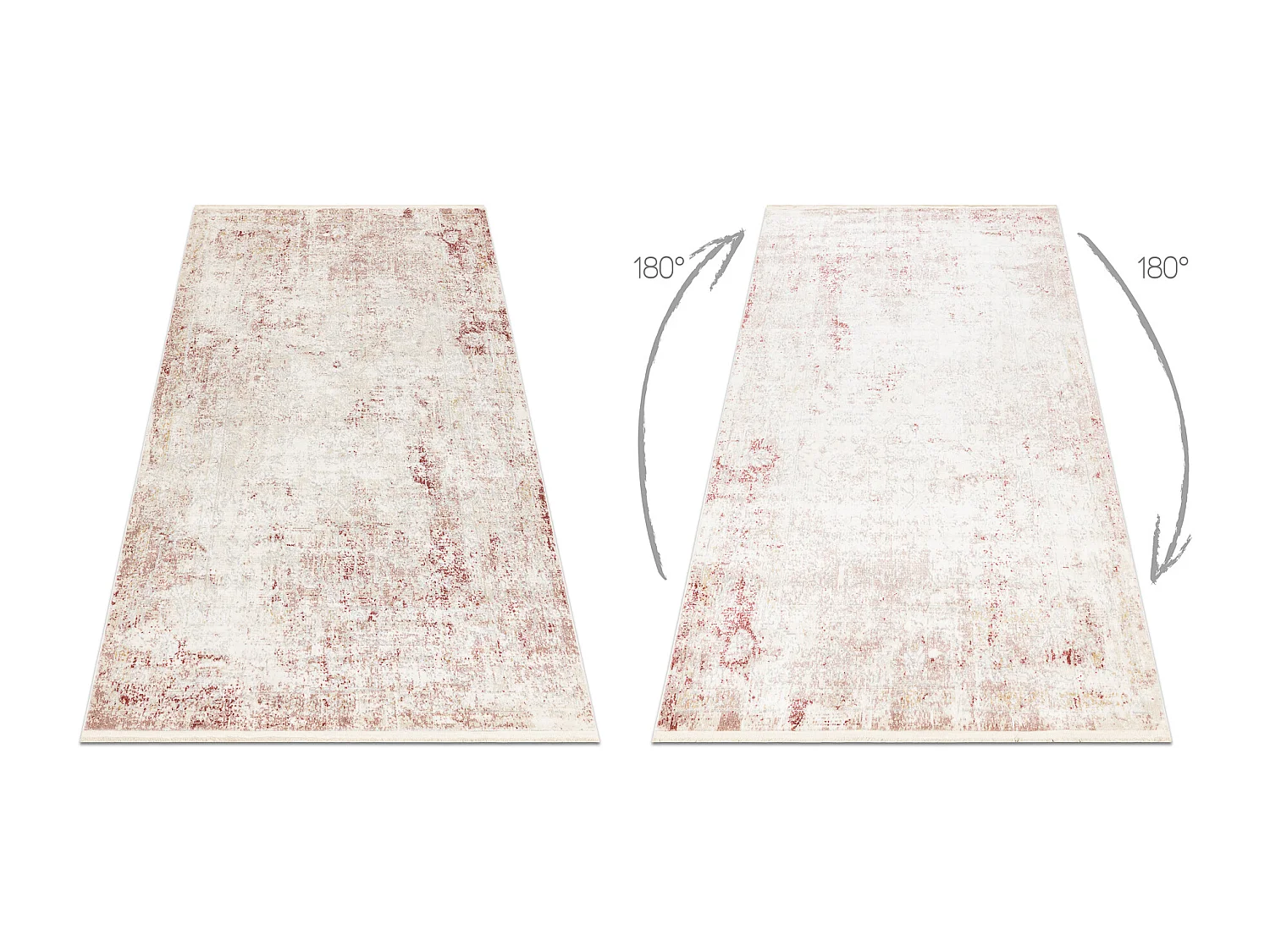 DISTIN 0828A rosa / puder / weiß moderner Teppich - Abstraktion, Vint 140x190 cm