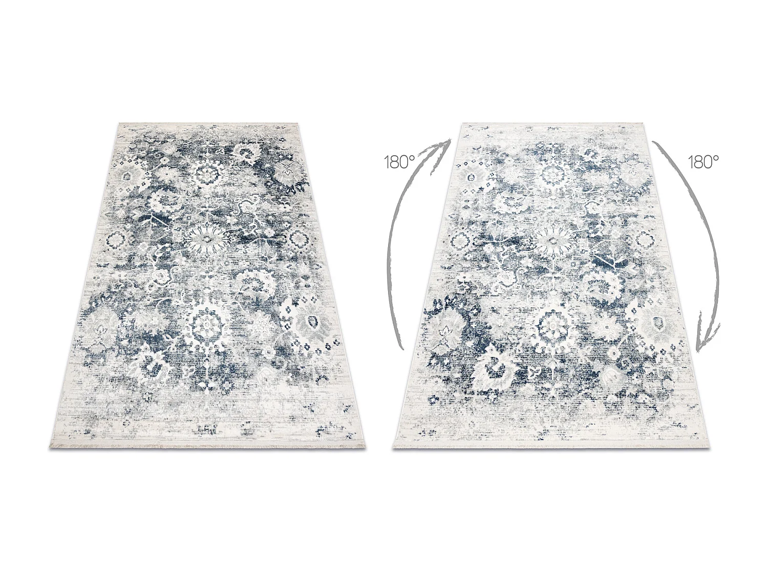 DISTIN 0822A azul marino / azul / blanca alfombra moderna - Rosetón,  180x270 cm