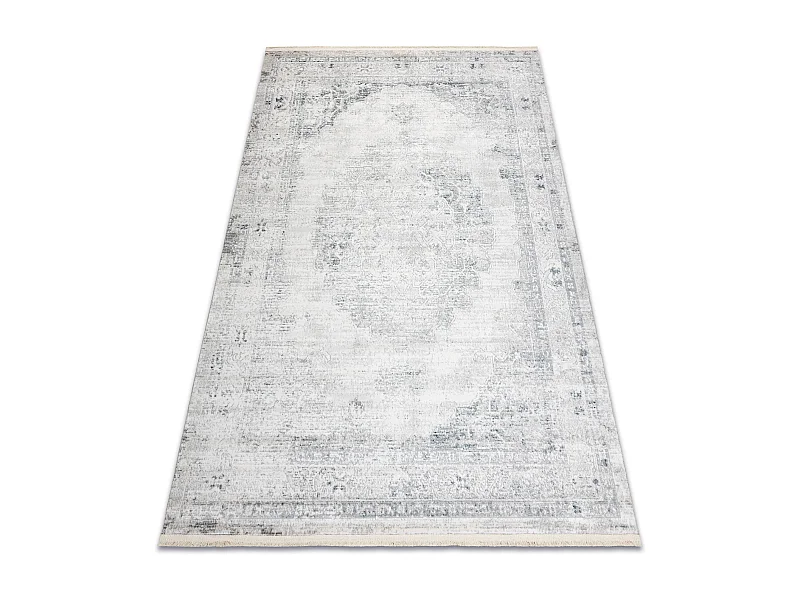 DISTIN 0201A weiß / blau / hellgrün moderner Teppich - Ornament, Rah 140x190 cm