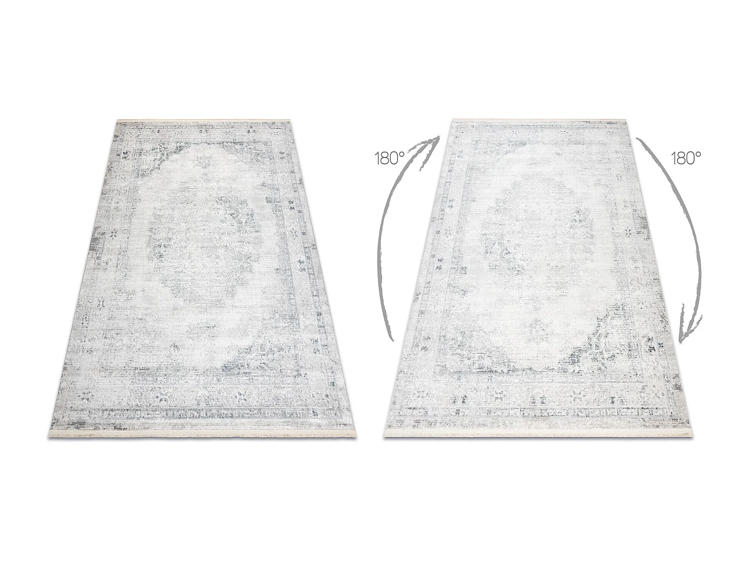 DISTIN 0201A weiß / blau / hellgrün moderner Teppich - Ornament, Rah 140x190 cm