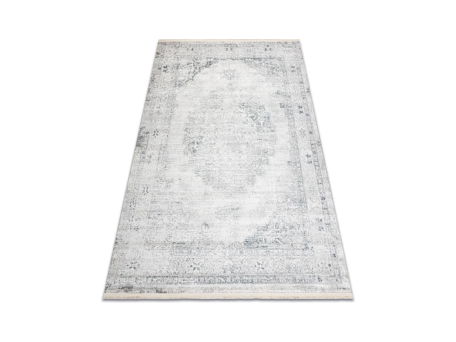 DISTIN 0201A weiß / blau / hellgrün moderner Teppich - Ornament, Rah 140x190 cm