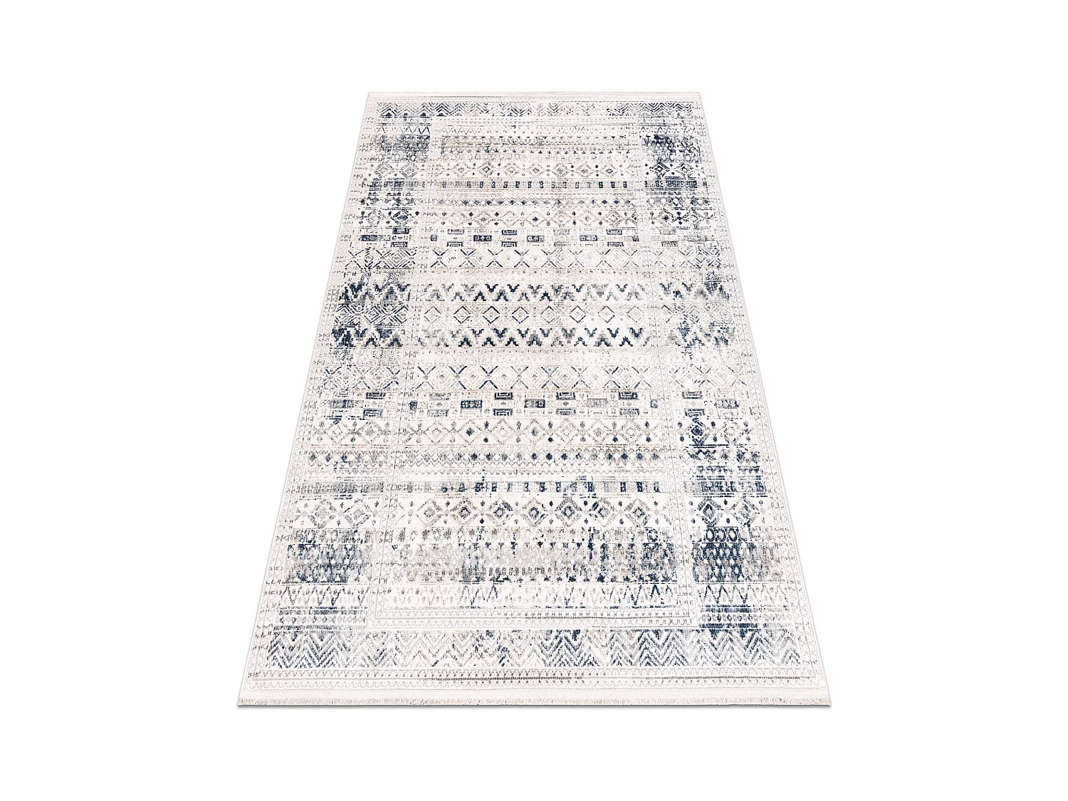 Tapis moderne DISTIN 0833A bleu marine / bleu / blanc - Boho, vintage, 80x150 cm