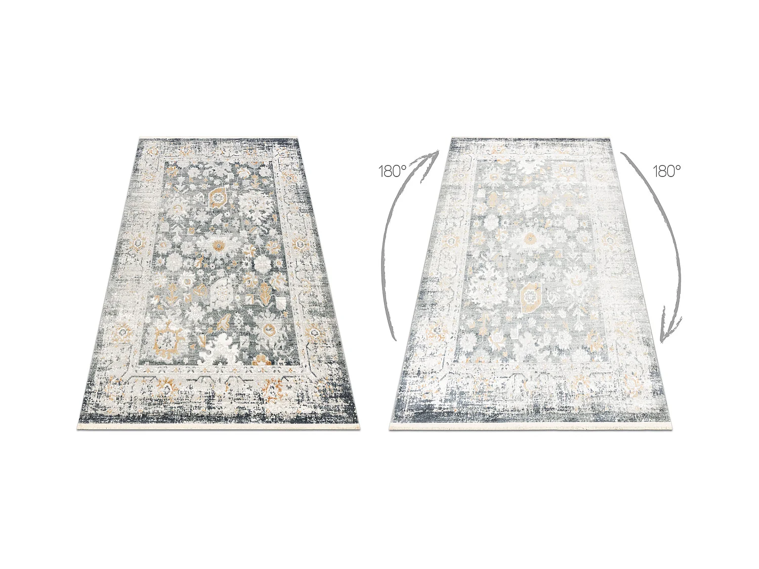 DISTIN 0835A grau / hellgrau / weiß moderner Teppich - Ornament, Rahm 160x230 cm