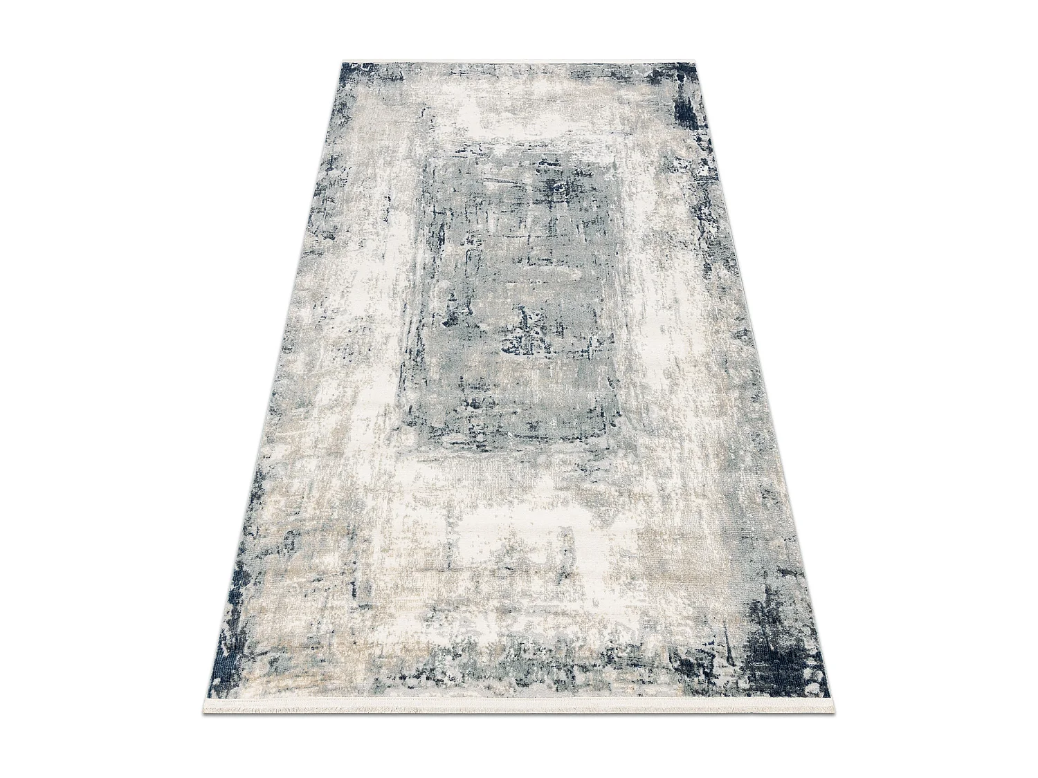 DISTIN 0845A weiß / marineblau / blau moderner Teppich - Abstraktion, 200x290 cm