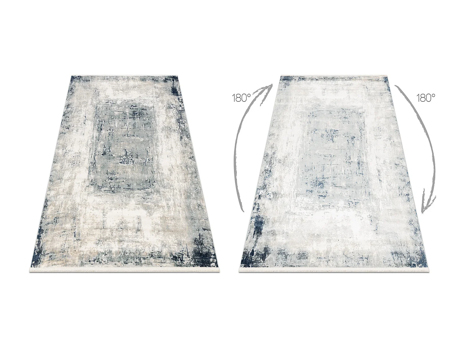 DISTIN 0845A weiß / marineblau / blau moderner Teppich - Abstraktion, 200x290 cm