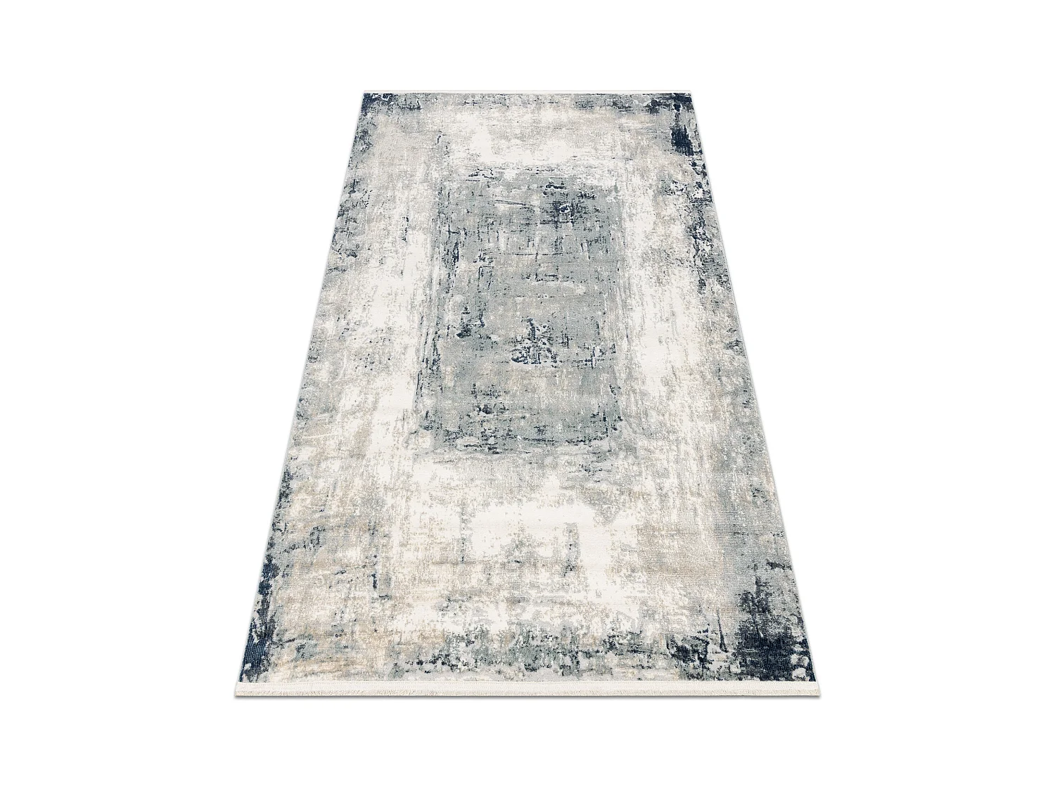 DISTIN 0845A weiß / marineblau / blau moderner Teppich - Abstraktion, 200x290 cm