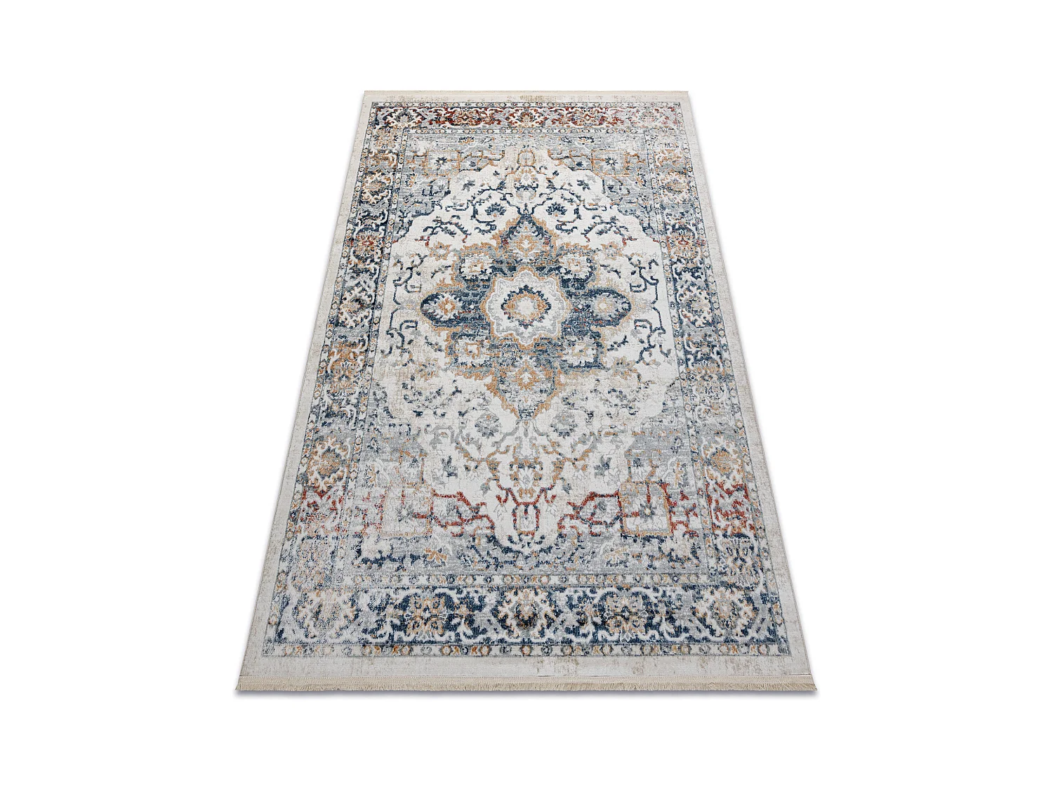 Tapis moderne DISTIN 0834A bleu marine / bleu / jaune / terre cuite -  120x170 cm
