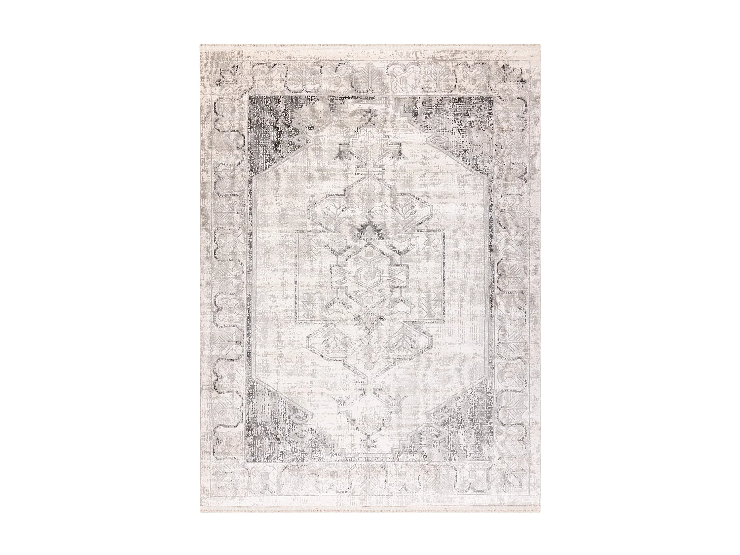 Tapis moderne DISTIN 0107B gris / gris clair / blanc - Ornement, cadre 80x150 cm