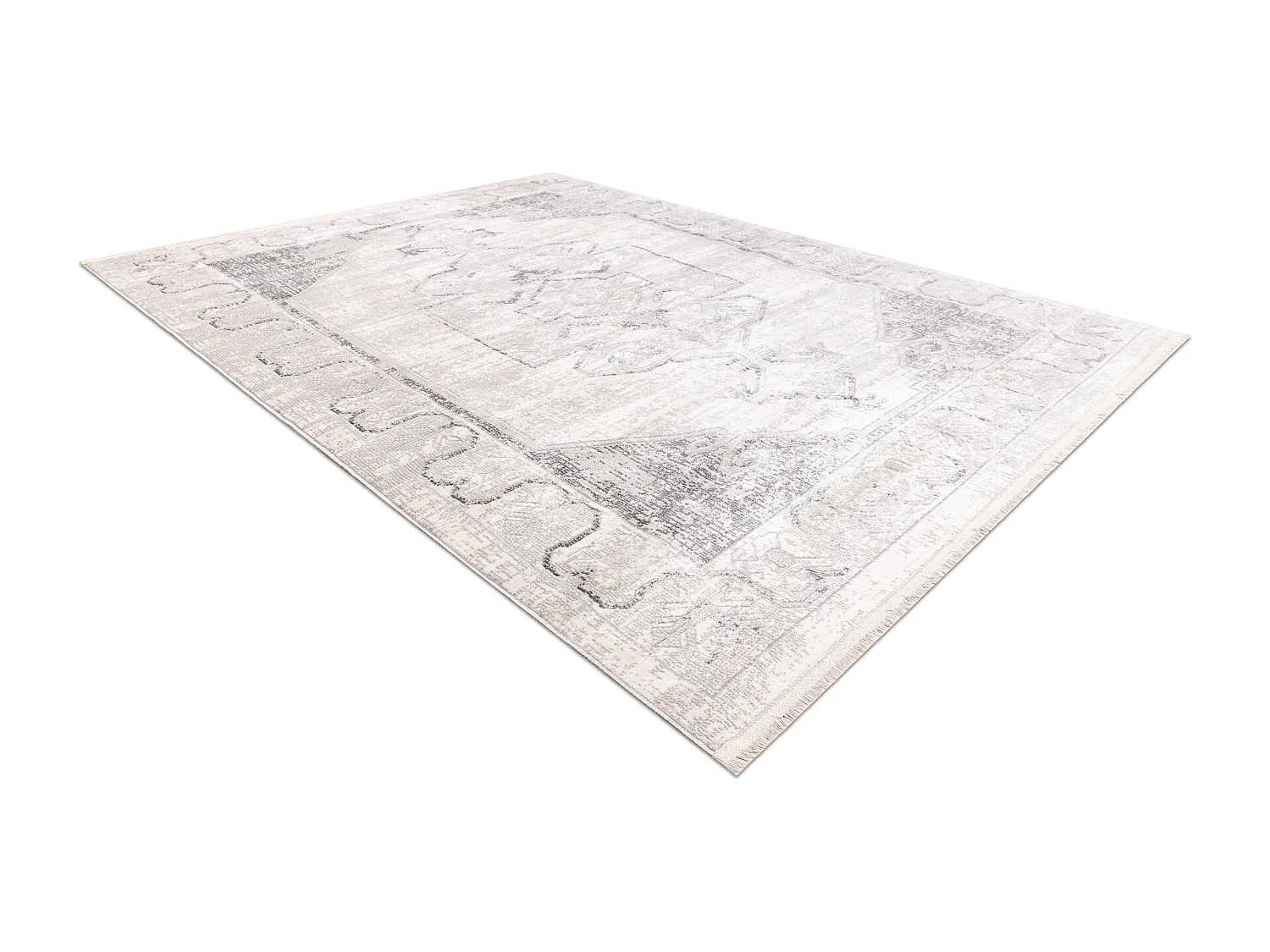 DISTIN 0107B grijs / lichtgrijs / wit modern tapijt - Ornament, kader  80x150 cm