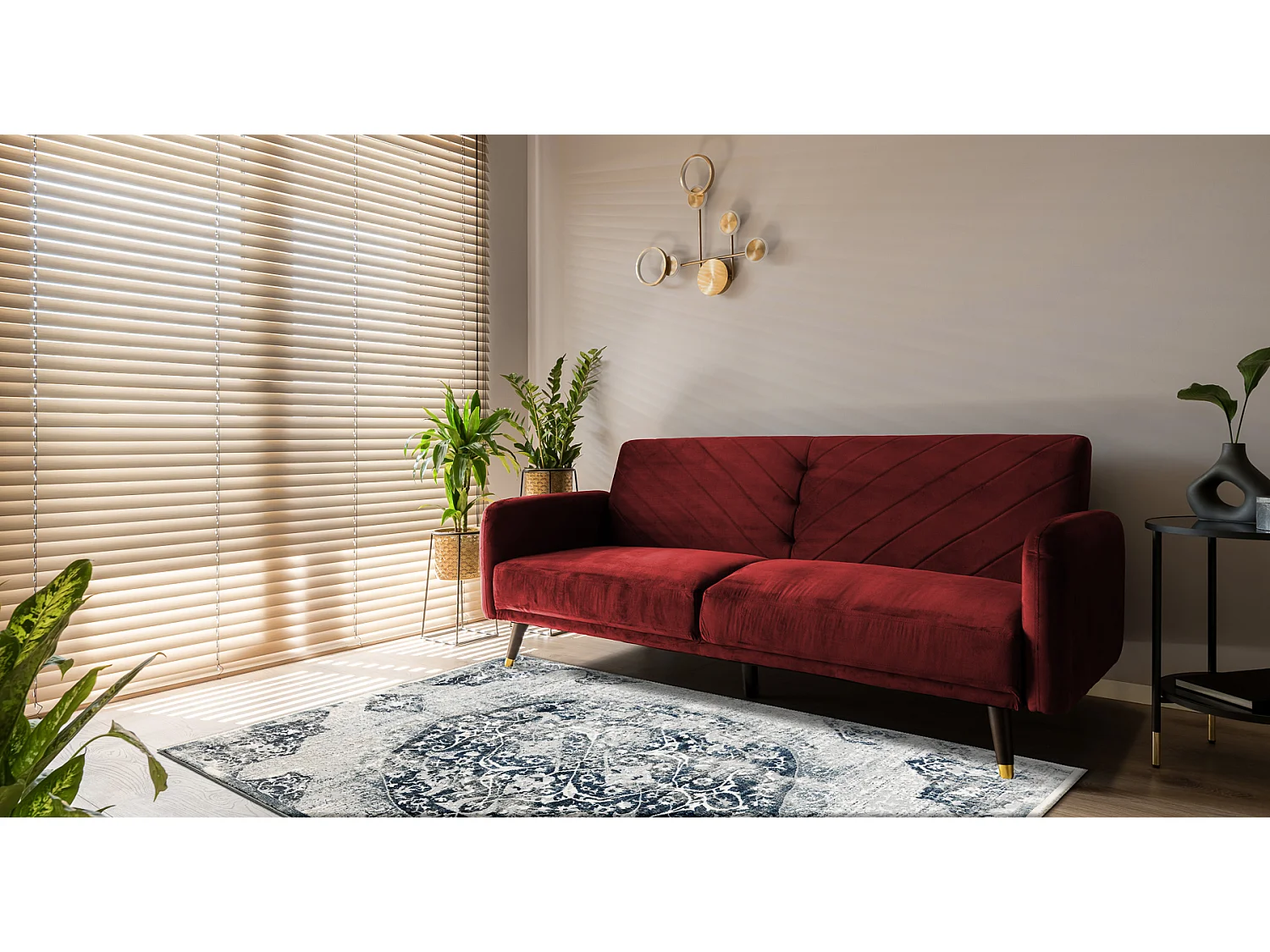 DISTIN 0820A marineblauw / blauw / wit modern tapijt - Ornament, vinta 80x150 cm