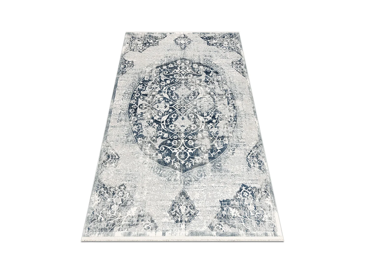 Tapis moderne DISTIN 0820A bleu marine / bleu / blanc - Ornement, vint 80x150 cm