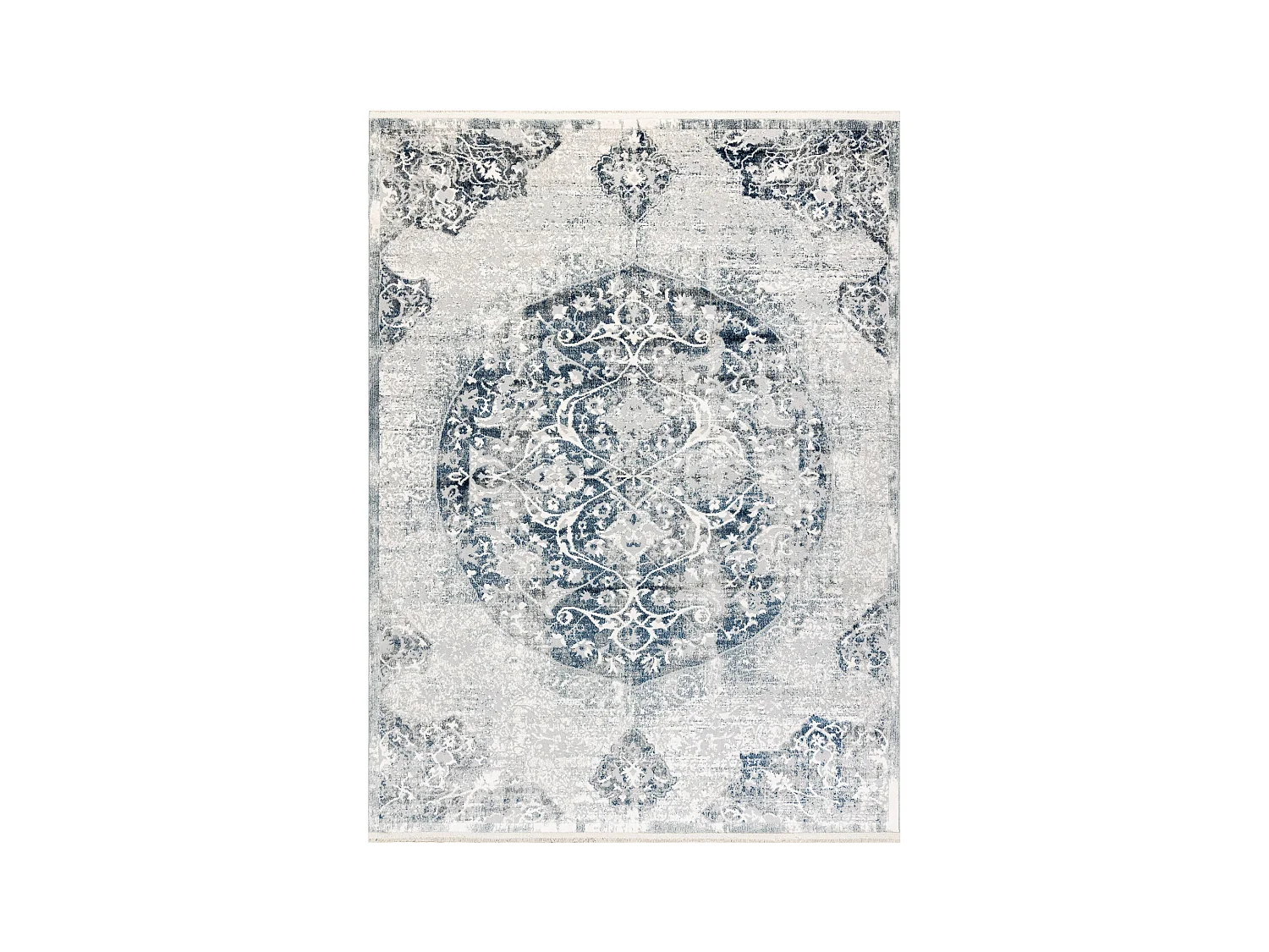 Tapis moderne DISTIN 0820A bleu marine / bleu / blanc - Ornement, vint 80x150 cm