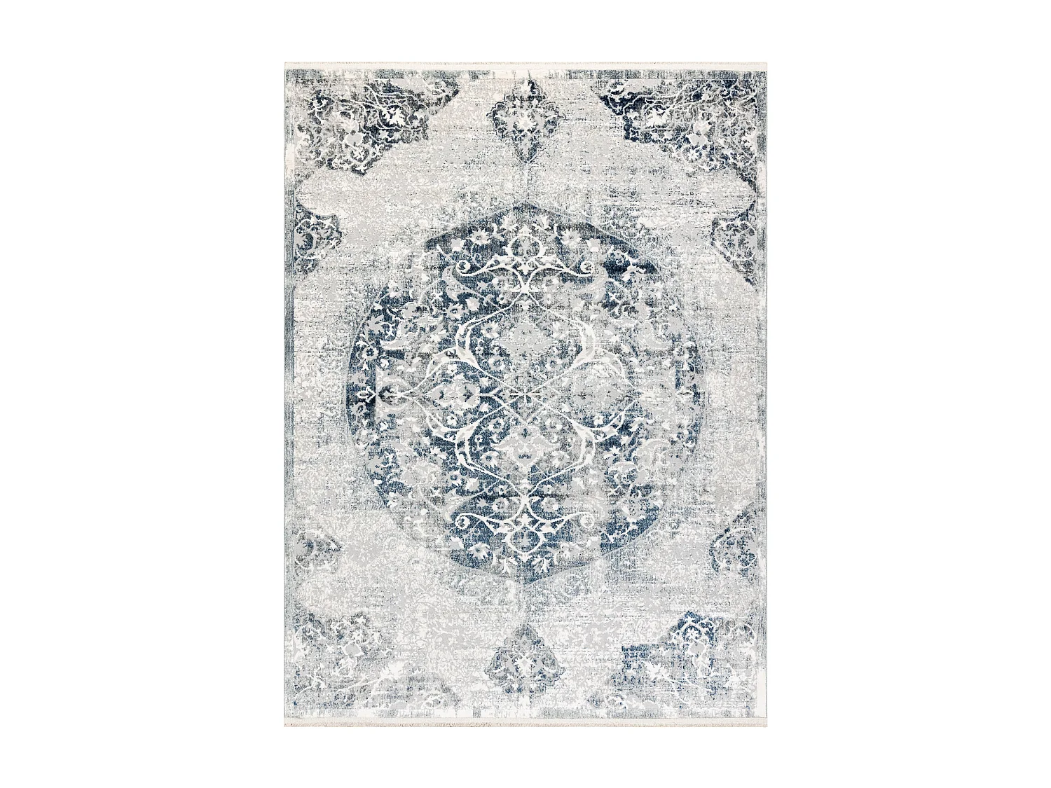 Dywan DISTIN 0820A granatowy / niebieski / biały nowoczesny - Ornamen 80x150 cm