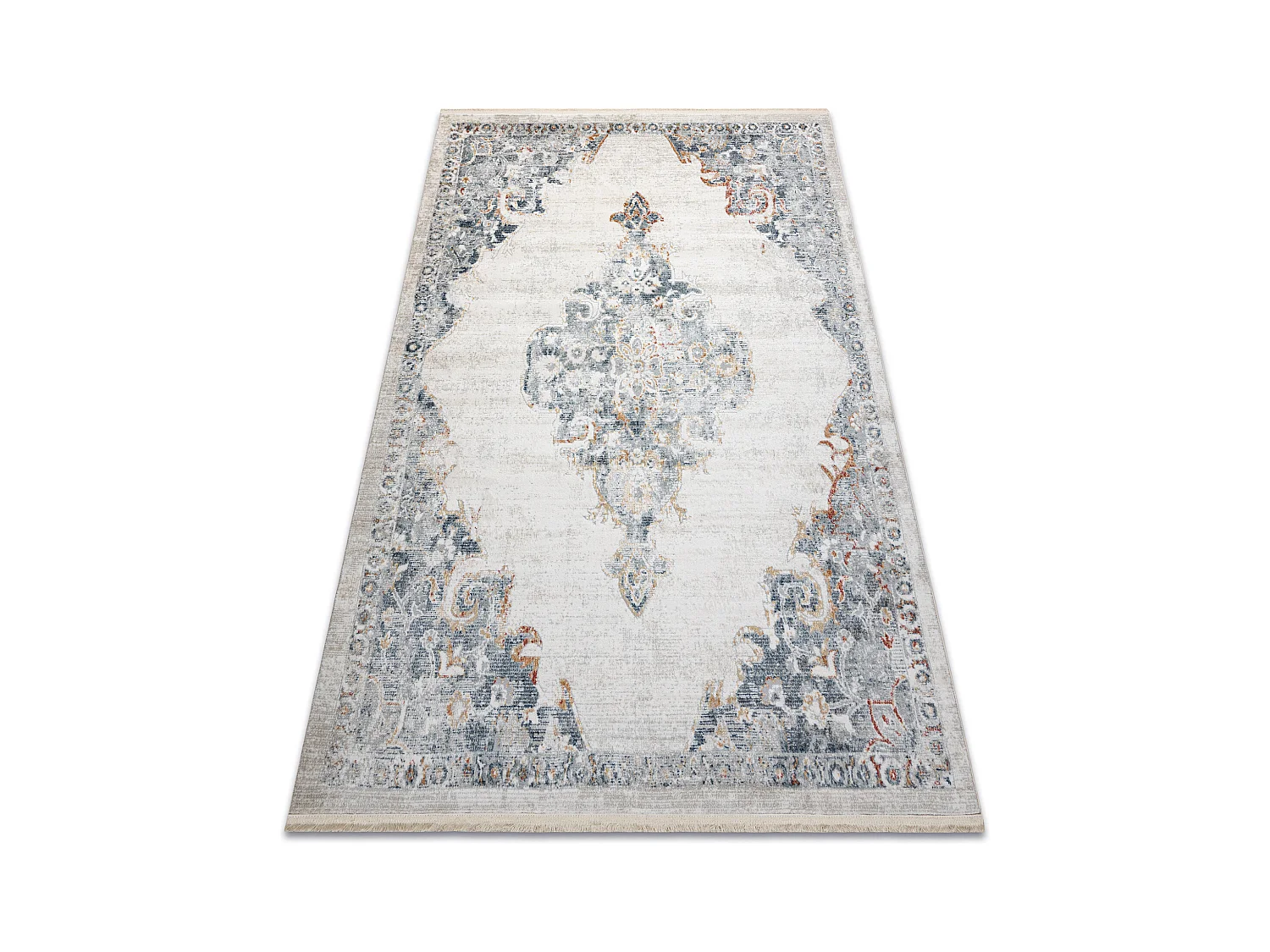 Tapis moderne DISTIN 0826A blanc / bleu / vert clair - Ornement, vinta 140x190 cm