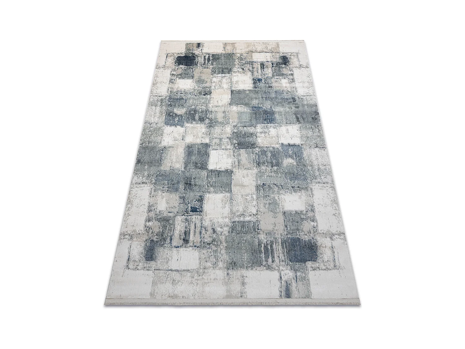 DISTIN 0143A marineblau / blau / weiß moderner Teppich - Geometrisch, 140x190 cm