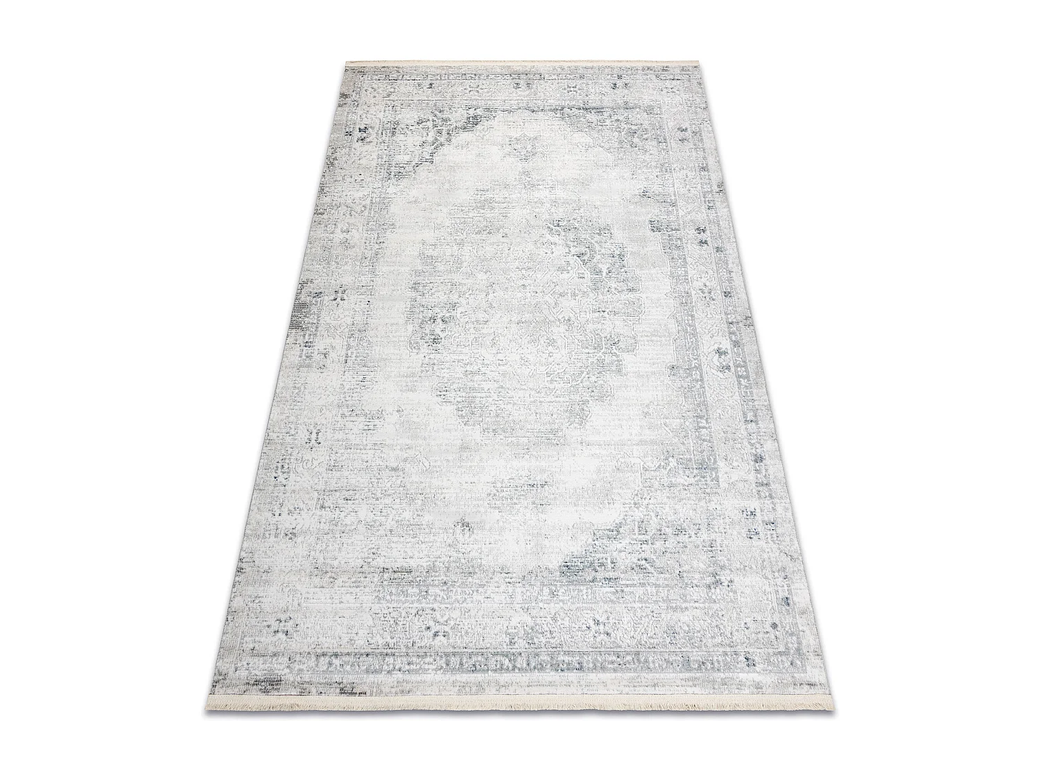 Tapis moderne DISTIN 0201A blanc / bleu / vert clair - Ornement, cadre 120x170 cm